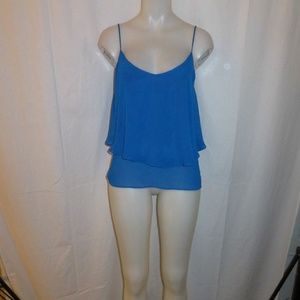 BACKSTAGE BLUE RUFFLE TOP XS